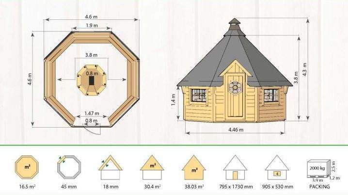 Grundriss Grillkota 16,5 m²
