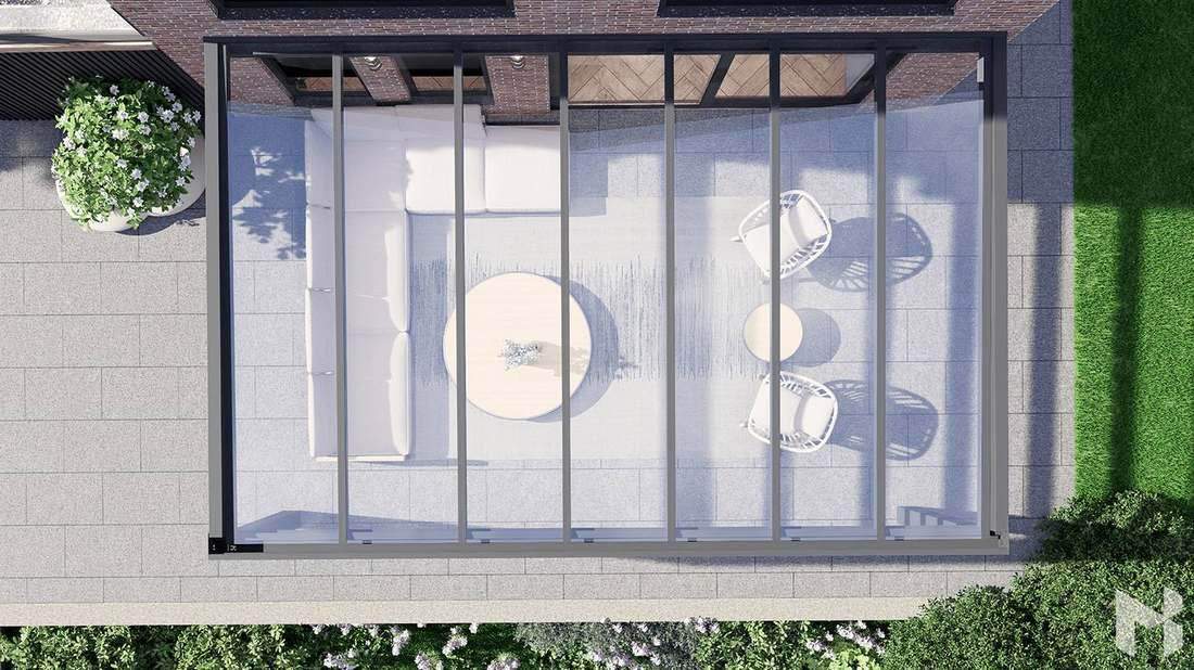 Cube Aluminium-Terrassendach anthrazit mit Klarglas